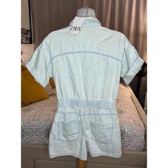 Nwt- Zara-Denim Romper-medium - Picture 7 of 8